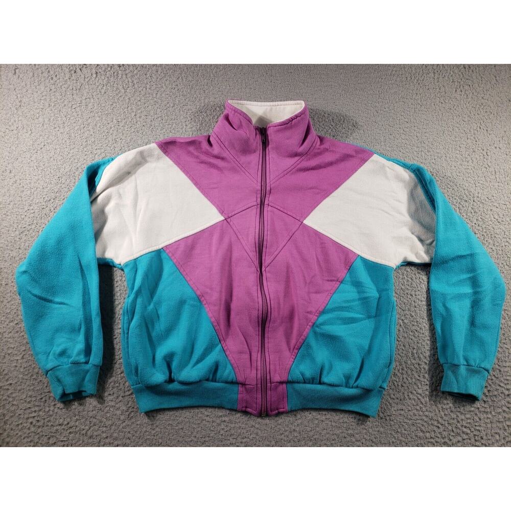 Vintage Nike Jacket Adult Small Full Zip Cotton Colorblock Purple White Teal